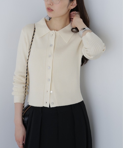 FREE'S MART(フリーズマート)の「◇〈MFM〉きらきらボタン襟ニット(ニット/セーター・レディース・ブラック/グレー/ネイビー/ホワイト/ピンク・FREE)」の2枚目の写真