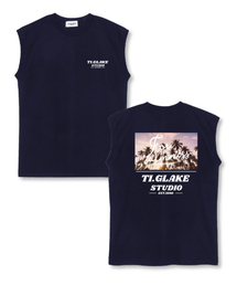 ファムツリーサンセット オーバーサイズ ノースリーブTシャツ ネイビー