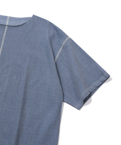 EPISODE UNTITLED(エピソードアンタイトルド)の「PATCH NEEDLE STITCH T-SHIRT_BLUE(Tシャツ/カットソー・レディース・その他・2/3)」の4枚目の写真