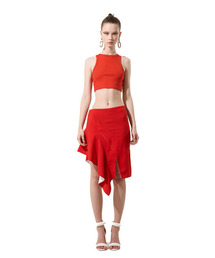 Red Issue 01 Basic High Neck Crop Top Red