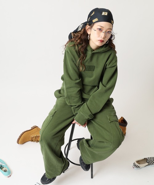 PRO CLUB （プロクラブ）の「PRO CLUB /ヴィンテージウォッシュ/ 裏起毛 スウェット フーディー（パーカー・メンズ・ブラック/オリーブ/シルバー・S/M/L/XL/2XL/3XL）」の2枚目の写真