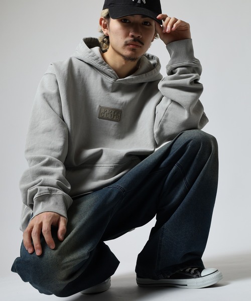 PRO CLUB （プロクラブ）の「PRO CLUB /ヴィンテージウォッシュ/ 裏起毛 スウェット フーディー（パーカー・メンズ・ブラック/オリーブ/シルバー・S/M/L/XL/2XL/3XL）」の9枚目の写真