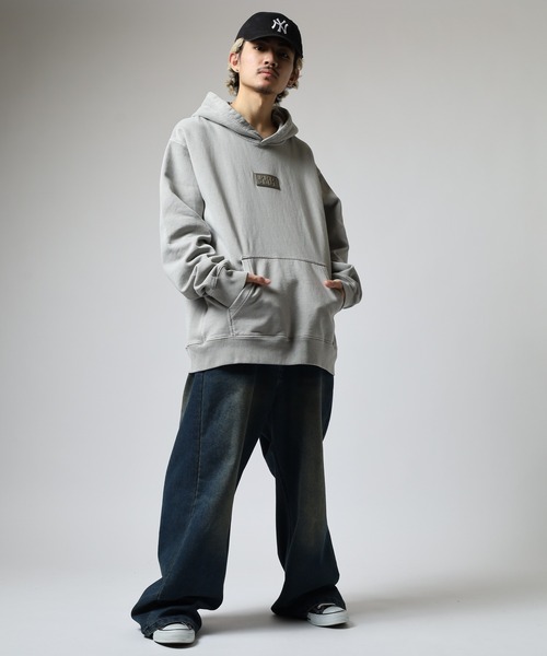 PRO CLUB （プロクラブ）の「PRO CLUB /ヴィンテージウォッシュ/ 裏起毛 スウェット フーディー（パーカー・メンズ・ブラック/オリーブ/シルバー・S/M/L/XL/2XL/3XL）」の11枚目の写真