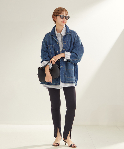 plage（プラージュ）の「《一部カラーWEB限定追加》coverall 4（デニムジャケット・レディース・ブラック/ネイビー・38/36）」の4枚目の写真