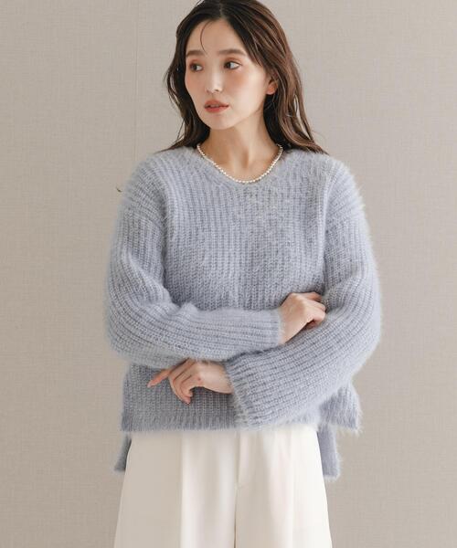 URBAN RESEARCH ROSSO WOMEN（アーバンリサーチ　ロッソ）の「シャギーVネックニット（ニット/セーター・レディース・グレー/ブルー系その他/ホワイト・FREE）」の3枚目の写真