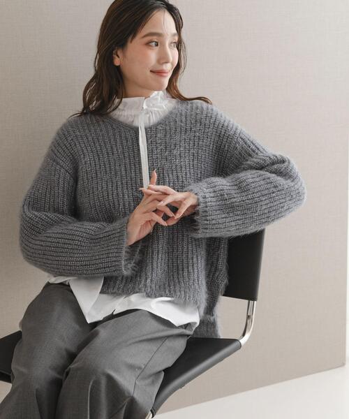 URBAN RESEARCH ROSSO WOMEN（アーバンリサーチ　ロッソ）の「シャギーVネックニット（ニット/セーター・レディース・グレー/ブルー系その他/ホワイト・FREE）」の2枚目の写真