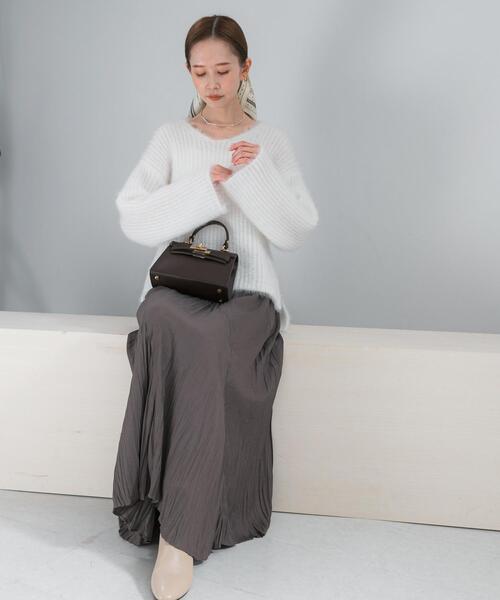 URBAN RESEARCH ROSSO WOMEN（アーバンリサーチ　ロッソ）の「シャギーVネックニット（ニット/セーター・レディース・グレー/ブルー系その他/ホワイト・FREE）」の5枚目の写真