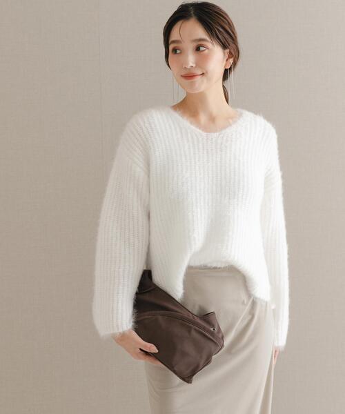 URBAN RESEARCH ROSSO WOMEN（アーバンリサーチ　ロッソ）の「シャギーVネックニット（ニット/セーター・レディース・グレー/ブルー系その他/ホワイト・FREE）」の7枚目の写真