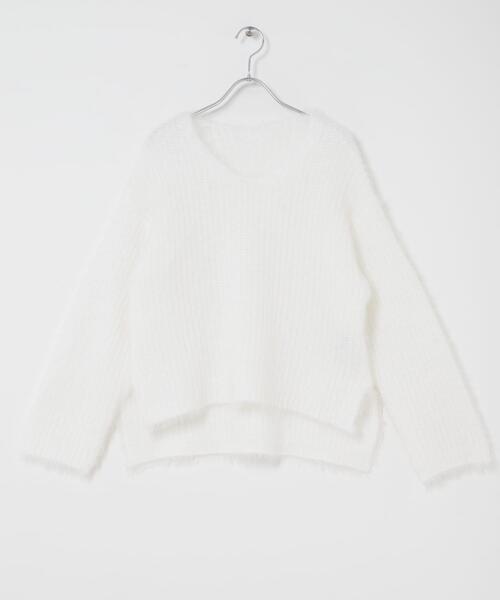 URBAN RESEARCH ROSSO WOMEN（アーバンリサーチ　ロッソ）の「シャギーVネックニット（ニット/セーター・レディース・グレー/ブルー系その他/ホワイト・FREE）」の9枚目の写真