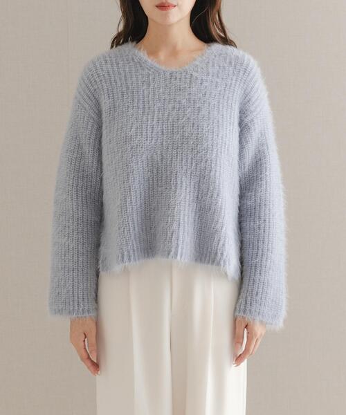 URBAN RESEARCH ROSSO WOMEN（アーバンリサーチ　ロッソ）の「シャギーVネックニット（ニット/セーター・レディース・グレー/ブルー系その他/ホワイト・FREE）」の14枚目の写真