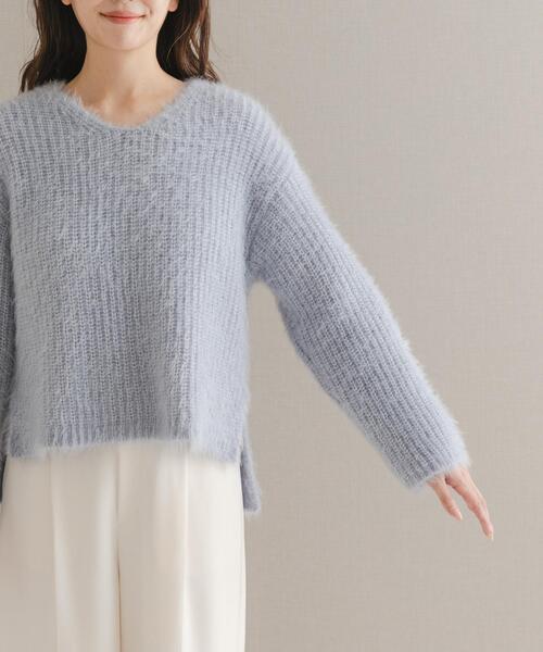 URBAN RESEARCH ROSSO WOMEN（アーバンリサーチ　ロッソ）の「シャギーVネックニット（ニット/セーター・レディース・グレー/ブルー系その他/ホワイト・FREE）」の17枚目の写真