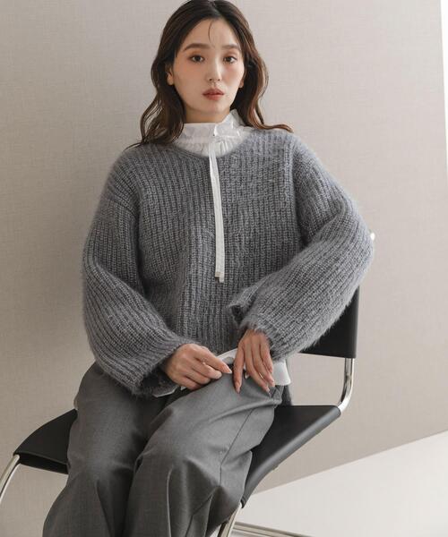 URBAN RESEARCH ROSSO WOMEN（アーバンリサーチ　ロッソ）の「シャギーVネックニット（ニット/セーター・レディース・グレー/ブルー系その他/ホワイト・FREE）」の22枚目の写真