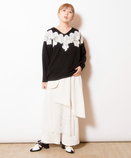 OSMOSIS(オズモーシス)の「レースレイヤードパンツ(その他パンツ・レディース・ブラック/グレイッシュベージュ/アイボリー・ONE SIZE)」の15枚目の写真