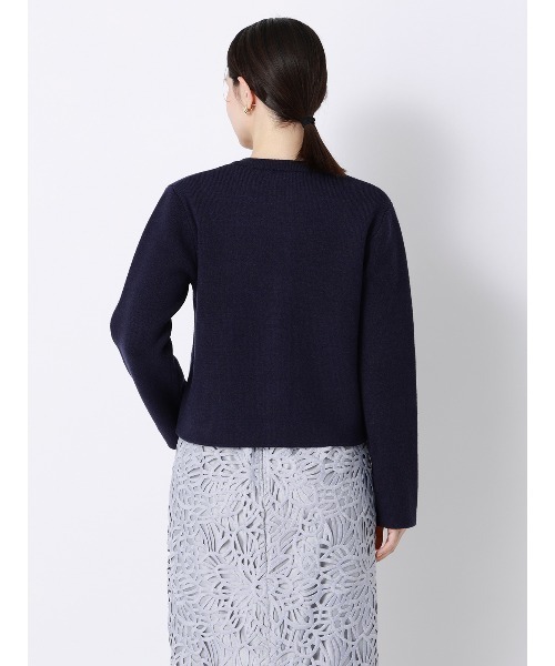 SUIT SQUARE（スーツスクエア）の「ダブルフェイスニットジャケット ウォッシャブル 無地 メタルボタン anysy（ノーカラージャケット・レディース・チャコールグレー/ネイビー/アイボリー・F）」の13枚目の写真