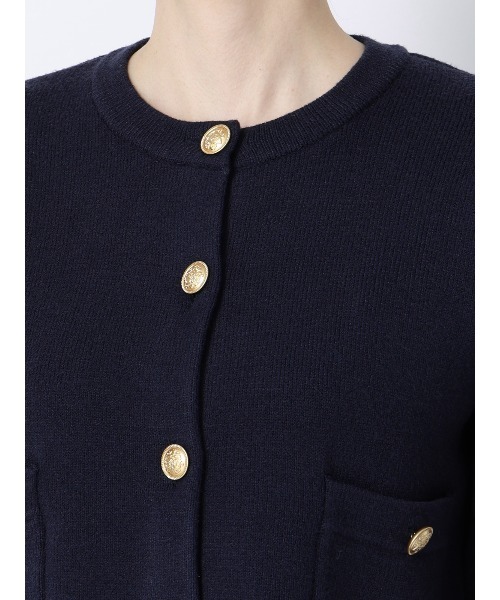 SUIT SQUARE（スーツスクエア）の「ダブルフェイスニットジャケット ウォッシャブル 無地 メタルボタン anysy（ノーカラージャケット・レディース・チャコールグレー/ネイビー/アイボリー・F）」の14枚目の写真