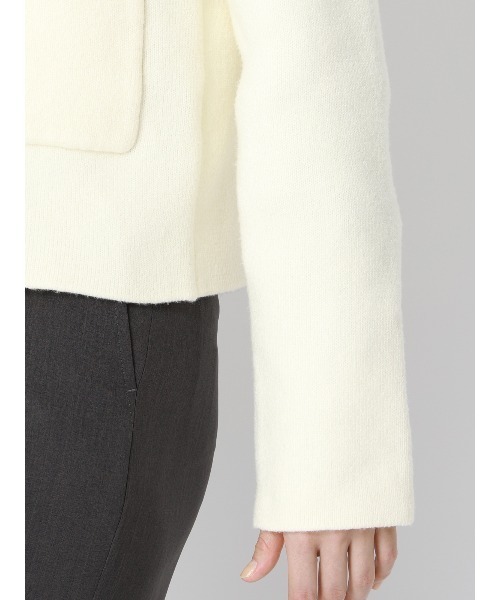 SUIT SQUARE（スーツスクエア）の「ダブルフェイスニットジャケット ウォッシャブル 無地 メタルボタン anysy（ノーカラージャケット・レディース・チャコールグレー/ネイビー/アイボリー・F）」の8枚目の写真