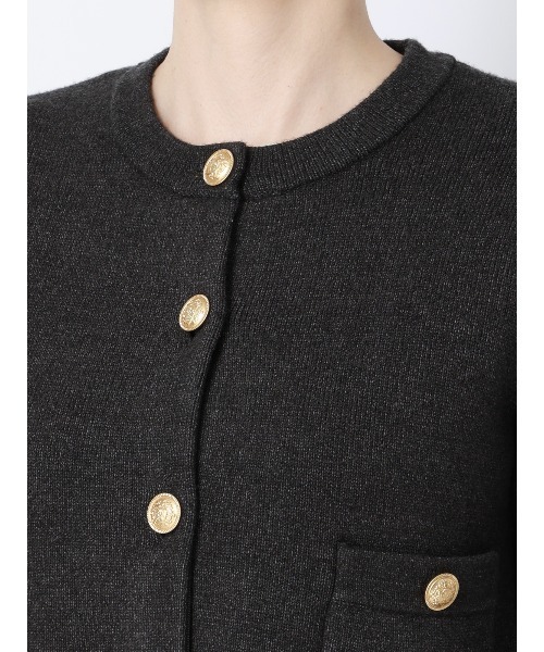SUIT SQUARE（スーツスクエア）の「ダブルフェイスニットジャケット ウォッシャブル 無地 メタルボタン anysy（ノーカラージャケット・レディース・チャコールグレー/ネイビー/アイボリー・F）」の21枚目の写真