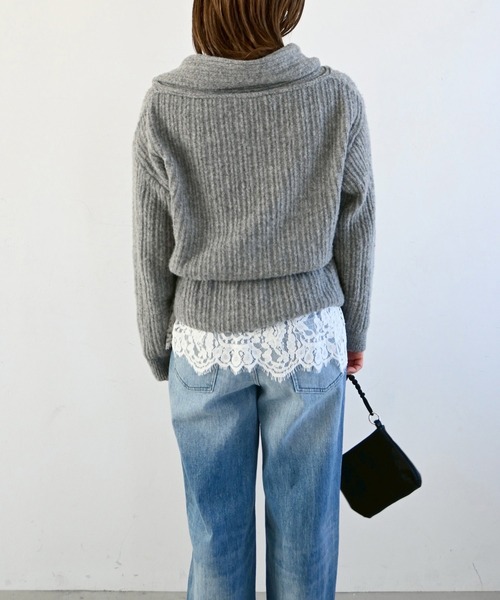 WILLFULLY(ウィルフリー)の「petal collar off shoulder knit(ニット/セーター・レディース・ホワイト系その他/グレー・FREE)」の4枚目の写真