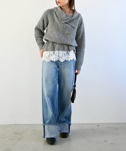 WILLFULLY(ウィルフリー)の「petal collar off shoulder knit(ニット/セーター・レディース・ホワイト系その他/グレー・FREE)」の5枚目の写真
