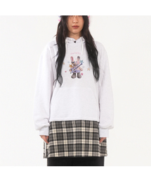 FANYOUNG（ファンヤング）の「ラビット フードチェックドレス ホワイトグレー（ワンピース）」