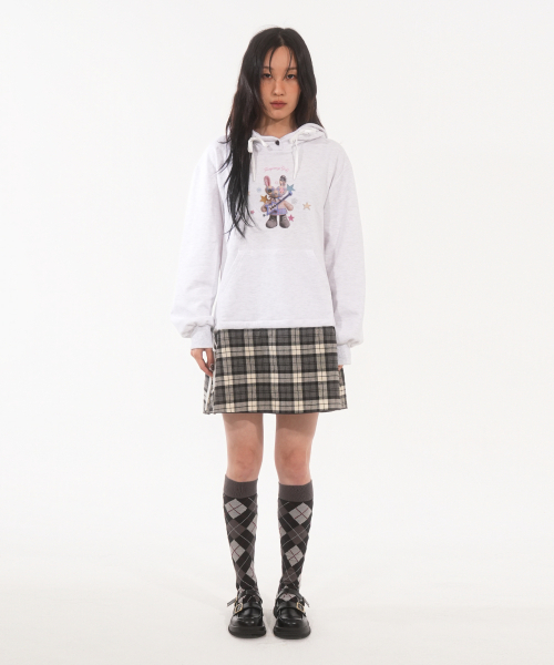 FANYOUNG(ファンヤング)の「ラビット フードチェックドレス ホワイトグレー(ワンピース・レディース・その他・FREE)」の5枚目の写真