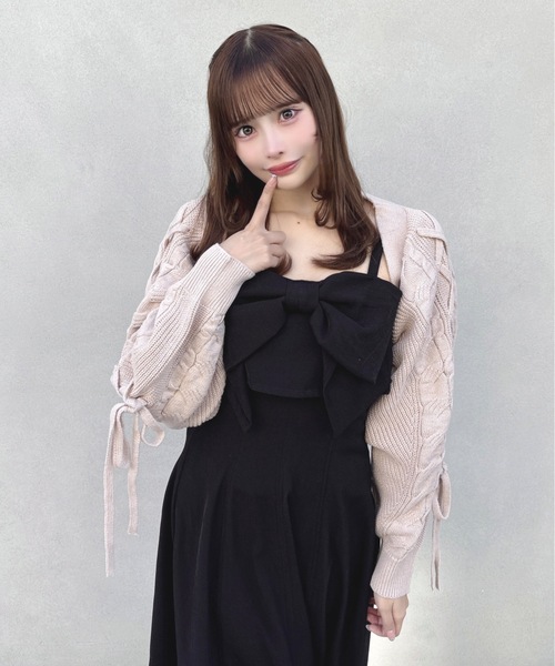 one way（ワンウェイ）の「レースアップボレロ（カーディガン/ボレロ・レディース・ホワイト/ピンク/グレー・FREE）」の3枚目の写真