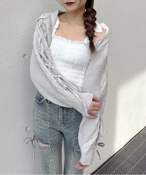 one way（ワンウェイ）の「レースアップボレロ（カーディガン/ボレロ・レディース・ホワイト/ピンク/グレー・FREE）」の17枚目の写真