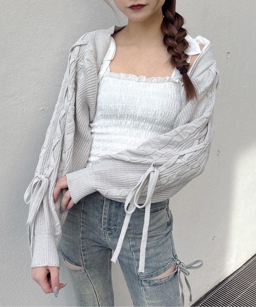 one way（ワンウェイ）の「レースアップボレロ（カーディガン/ボレロ・レディース・ホワイト/ピンク/グレー・FREE）」の18枚目の写真