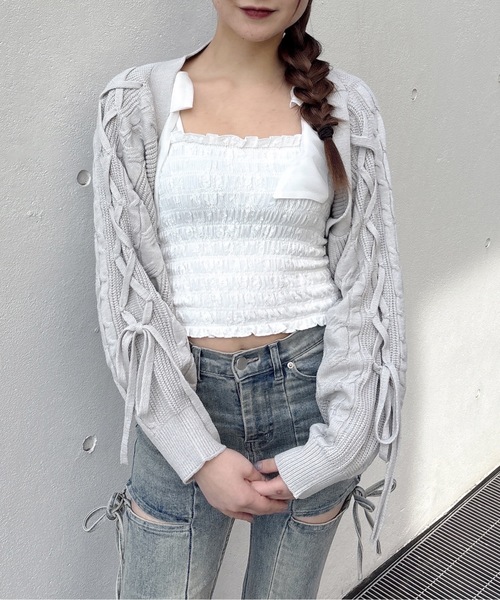 one way（ワンウェイ）の「レースアップボレロ（カーディガン/ボレロ・レディース・ホワイト/ピンク/グレー・FREE）」の19枚目の写真