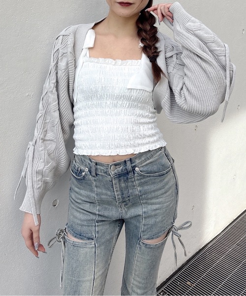 one way（ワンウェイ）の「レースアップボレロ（カーディガン/ボレロ・レディース・ホワイト/ピンク/グレー・FREE）」の20枚目の写真