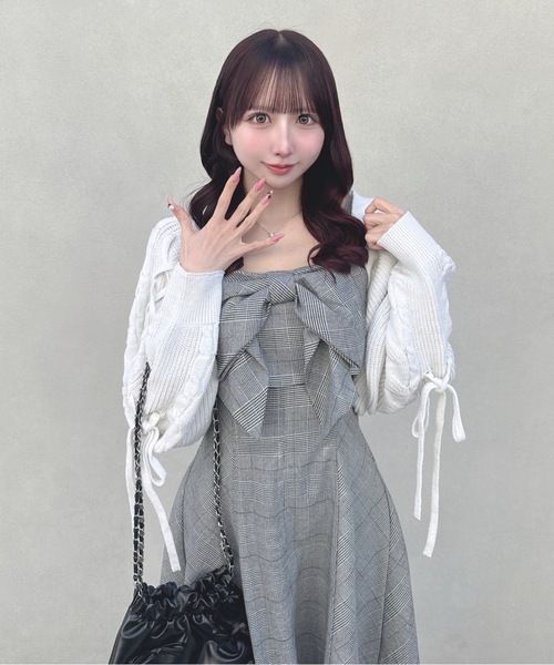 one way（ワンウェイ）の「レースアップボレロ（カーディガン/ボレロ・レディース・ホワイト/ピンク/グレー・FREE）」の4枚目の写真