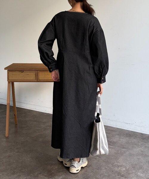 Chez toi（シェトワ）の「デニム切替ワンピース（ワンピース・レディース・ベージュ/インディゴブルー/ブラック・FREE）」の8枚目の写真