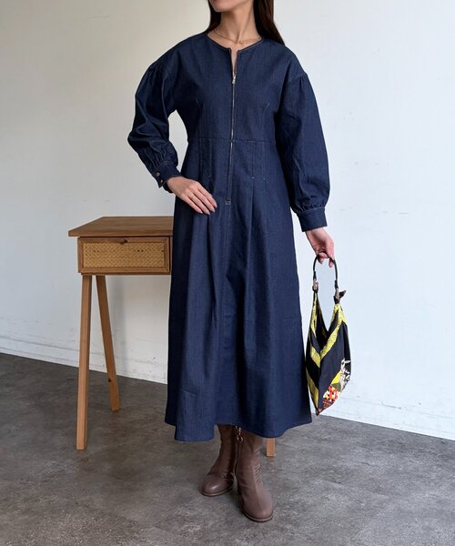 Chez toi（シェトワ）の「デニム切替ワンピース（ワンピース・レディース・ベージュ/インディゴブルー/ブラック・FREE）」の19枚目の写真