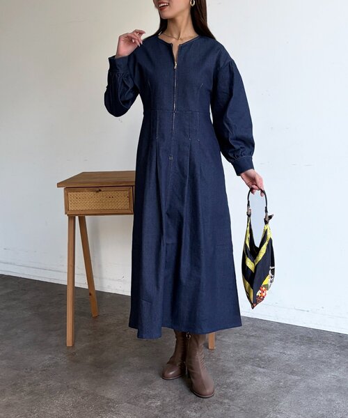 Chez toi（シェトワ）の「デニム切替ワンピース（ワンピース・レディース・ベージュ/インディゴブルー/ブラック・FREE）」の20枚目の写真