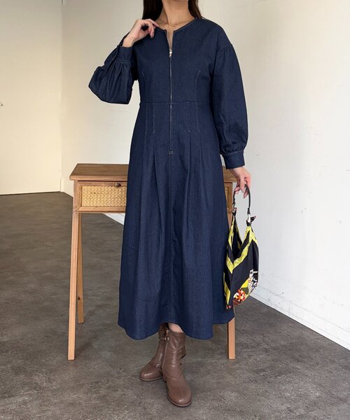 Chez toi（シェトワ）の「デニム切替ワンピース（ワンピース・レディース・ベージュ/インディゴブルー/ブラック・FREE）」の21枚目の写真
