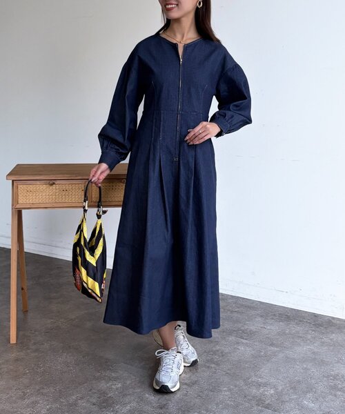 Chez toi（シェトワ）の「デニム切替ワンピース（ワンピース・レディース・ベージュ/インディゴブルー/ブラック・FREE）」の22枚目の写真