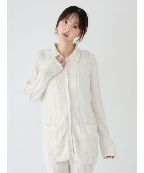 ジェラートピケ　調温スムーズィーリブカーディガン 調温スムーズィーランダムリブカーディガン（ルームウェア/パジャマ