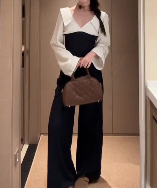 GLAMOROUS JANE(グラマラスジェーン)の「配色トップス×ワイドパンツ 2点セット(セットアップ・レディース・ホワイト・M/L)」の5枚目の写真