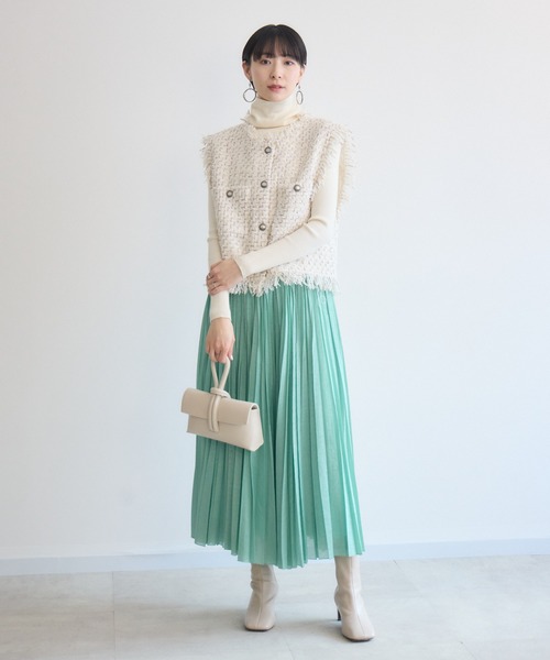 Paradise Picnic（パラダイスピクニック）の「TRANOI.ファンシーツイードジレ（ベスト・レディース・ブラック/アイボリー・FREE）」の5枚目の写真