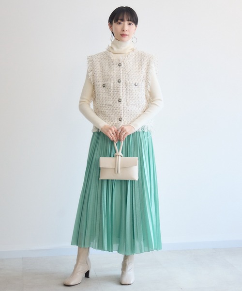 Paradise Picnic（パラダイスピクニック）の「TRANOI.ファンシーツイードジレ（ベスト・レディース・ブラック/アイボリー・FREE）」の6枚目の写真