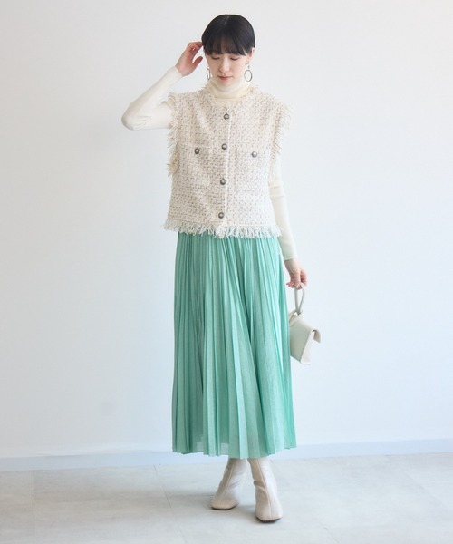 Paradise Picnic（パラダイスピクニック）の「TRANOI.ファンシーツイードジレ（ベスト・レディース・ブラック/アイボリー・FREE）」の7枚目の写真