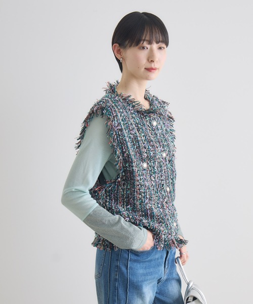 Paradise Picnic（パラダイスピクニック）の「TRANOI.ファンシーツイードジレ（ベスト・レディース・ブラック/アイボリー・FREE）」の17枚目の写真