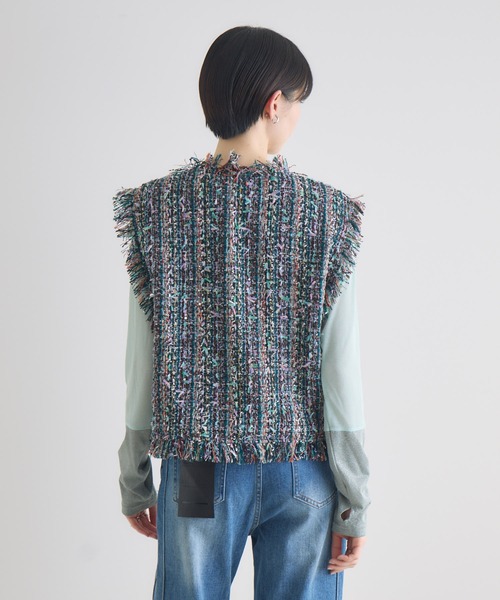 Paradise Picnic（パラダイスピクニック）の「TRANOI.ファンシーツイードジレ（ベスト・レディース・ブラック/アイボリー・FREE）」の20枚目の写真