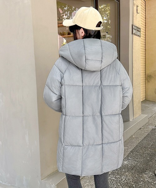 Miniministore(ミニミニストア)の「中綿ダウンコートフード付きダウンブルゾン(ダウンジャケット/コート・レディース・ピンク/アイボリー/ブラック/ダークグレー/ライトグレー・FREE)」の10枚目の写真