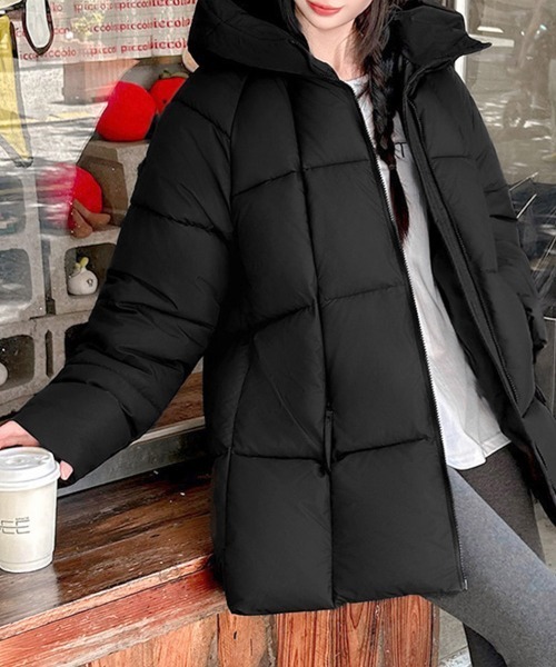 Miniministore(ミニミニストア)の「中綿ダウンコートフード付きダウンブルゾン(ダウンジャケット/コート・レディース・ピンク/アイボリー/ブラック/ダークグレー/ライトグレー・FREE)」の17枚目の写真