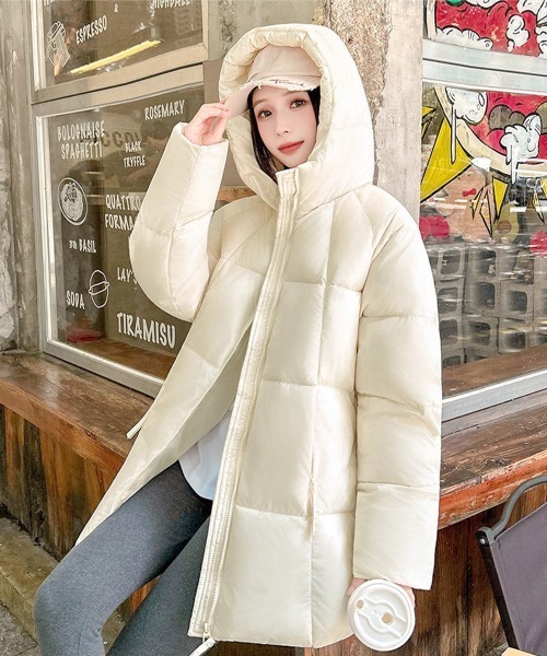 Miniministore(ミニミニストア)の「中綿ダウンコートフード付きダウンブルゾン(ダウンジャケット/コート・レディース・ピンク/アイボリー/ブラック/ダークグレー/ライトグレー・FREE)」の18枚目の写真