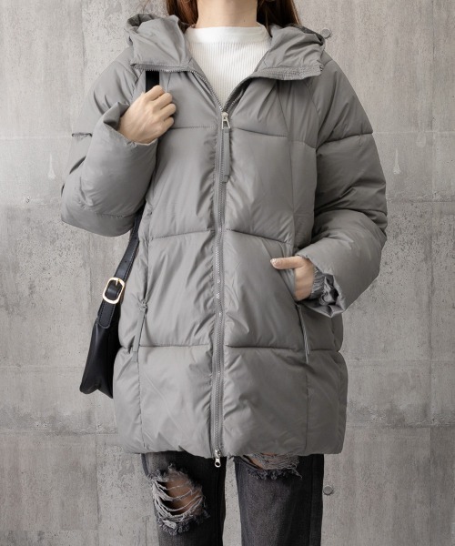 セール】中綿ダウンコートフード付きダウンブルゾン（ダウンジャケット