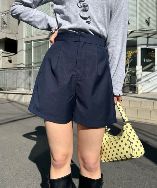 CIAOPANIC(チャオパニック)の「ハイウエスト美脚ショートパンツ/セットアップ(その他パンツ・レディース・サックスブルー/ネイビー/ブラウン・ONE SIZE)」の2枚目の写真