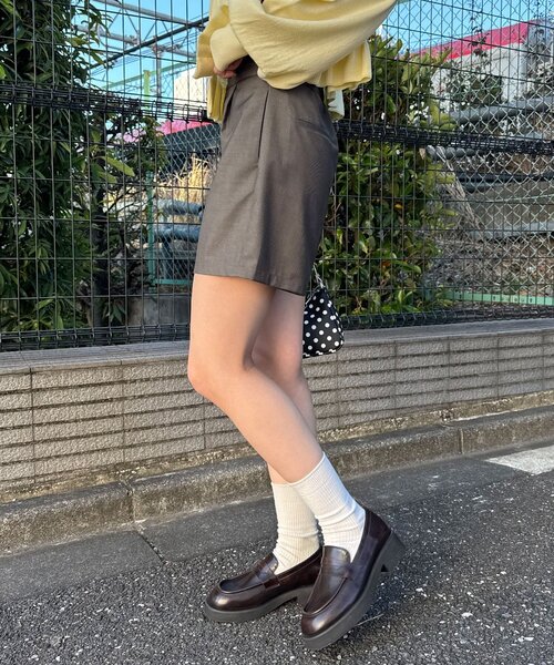 CIAOPANIC(チャオパニック)の「ハイウエスト美脚ショートパンツ/セットアップ(その他パンツ・レディース・サックスブルー/ネイビー/ブラウン・ONE SIZE)」の4枚目の写真