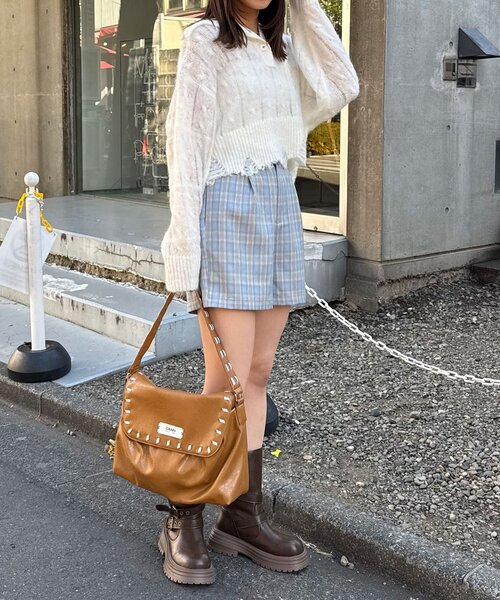 CIAOPANIC(チャオパニック)の「ハイウエスト美脚ショートパンツ/セットアップ(その他パンツ・レディース・サックスブルー/ネイビー/ブラウン・ONE SIZE)」の13枚目の写真